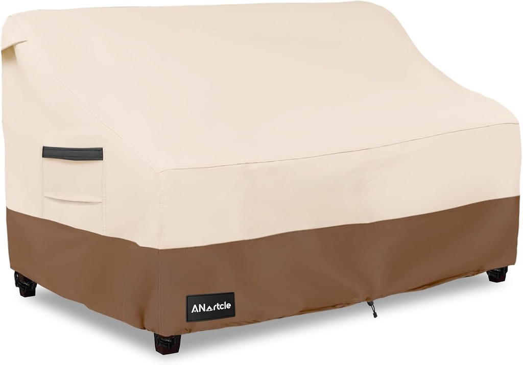 3-Seater Patio Sofa Cover,79W x 37D x 35H Inches Outdoor Couch Cover,100% Waterproof Heavy Duty Patio Sofa Covers,Patio Furniture Covers,Beige&Brown
