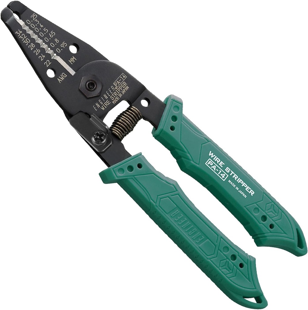 ENGINEER PA-14 Professional Precision Wire Strippers for thin wire (AWG34 - AWG22), sharp and perfectly round finishing edge, Spring loaded Comfortable Handles, Made in Japan
