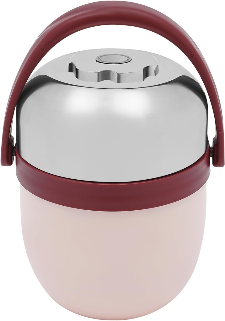 Soup Thermos, Lunch Container Bento Box, Stainless Vacuum-Insulated Food Jar, Thermos for Hot Food, Food Jar Thermos, Stackable Hot & Cold Food Thermos, for School, Office, Travel, Work (Pink)