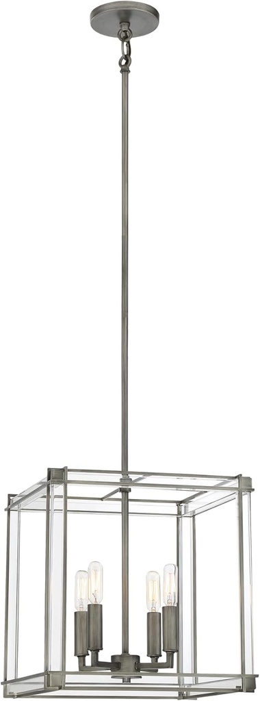 Minka Lavery 3854-756 Langen Square Pendant, 4-Light, 240 Total Watts, 14-in H x 26-in W, Antique Nickel