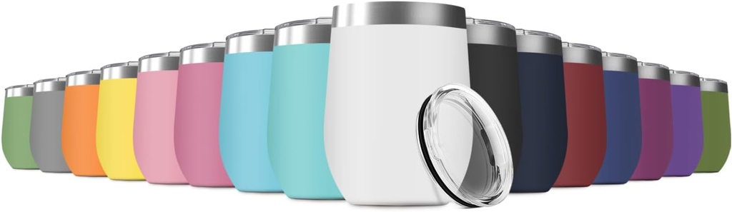 12oz Wine Tumbler with Lid Stainless Steel Wine Tumbler Cups Double Wall Vacuum Insulated Travel Mugs Stemless Cup