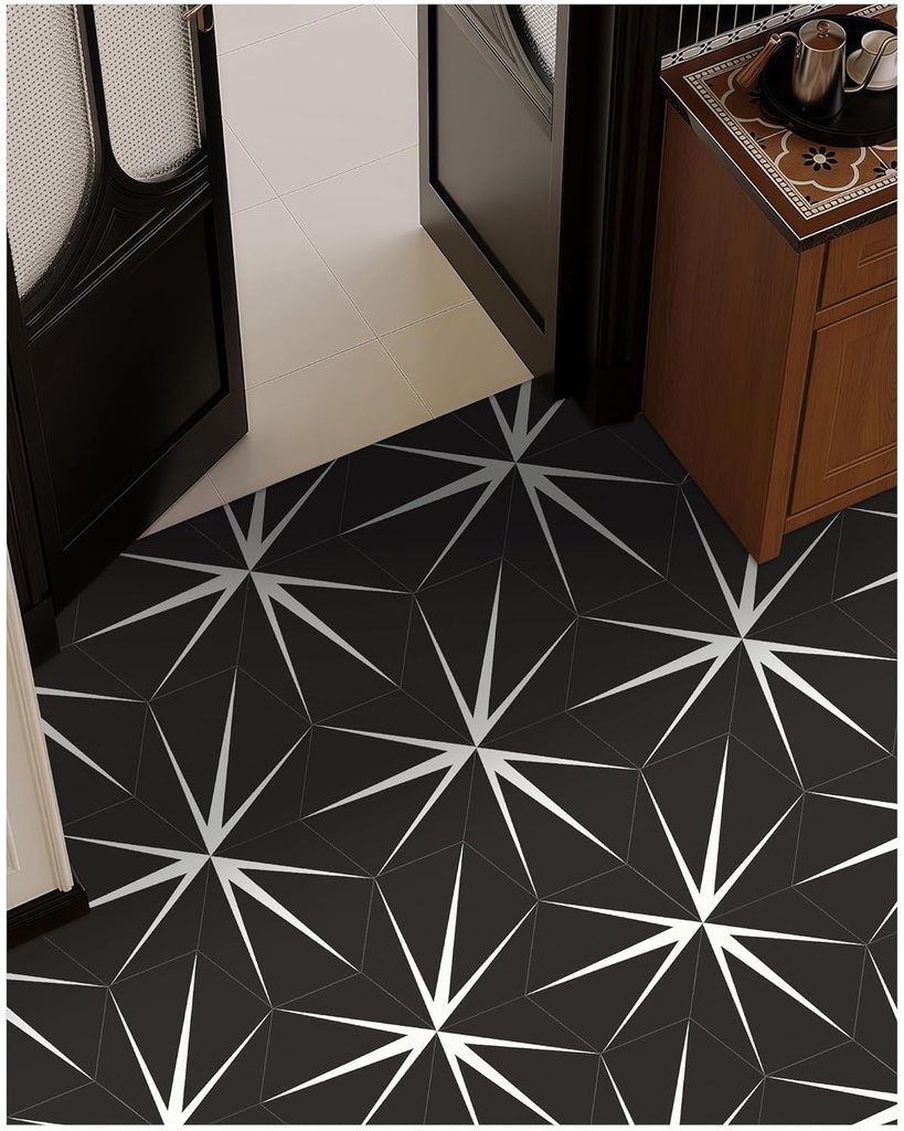 MORCART 20PCS Peel and Stick Floor Tile, Hexagon Waterproof Vinyl Flooring Covers 12.6 Sq Ft, DIY Removable Flooring for Bathroom, Kitchen, Bedroom, Stairs, Entryway
