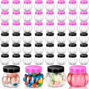Hsei 50 Pcs 5 Oz/ 150 ml Plastic Pumpkin Candy Jars Halloween Large Candy Bowl Fall Thanksgiving Jar with Lids Plastic Pumpkin Containers for Halloween Party Decoration (Hot Pink,Black)