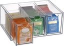 ELLDOO 3 Drawers Tea Bag Organizer Box, Clear Acrylic Stackable Tea Bag Storage Holder for Kitchen Pantry, Coffee Pod Snack Storage for Countertop Cabinet