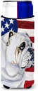 USA American Flag with English Bulldog Ultra Beverage Insulators for slim cans