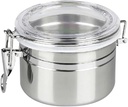 GSHLLO Stainless Steel Airtight Canister Metal Food Storage Container Airtight Clamp Lid Container Kitchen Pantry Jar Canister Food Storage Jar with Clear Lid