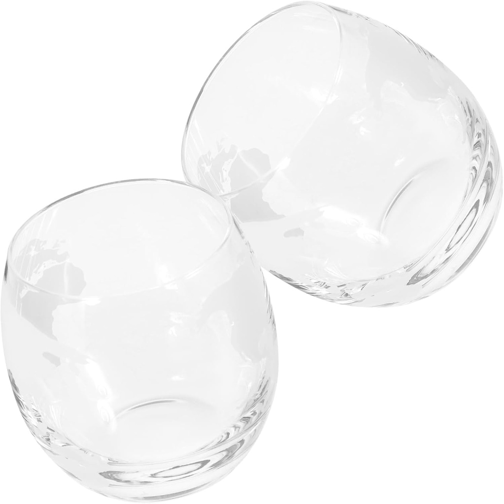 2pcs Transparent Glass Cups Set Map Printing Drinking Glasses for Juice Water and Cocktails Sturdy and Easy to Clean Unique Decorative Design for Home Bar Use