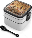 Ancient Egypt Egyptian Pattern Bento Box with 2 Compartments Adult Lunch Box Lunch Container for Meal Prep Work And Outdoors