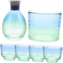 Healifty 1Set Japanese Sake Cup Set with Decorative Glass Sake Bottle Peacock Blue Bottle Cups Elegant Sake Serving Kit for Home Weddings and Tea Parties