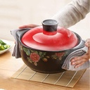 Ceramic Casserole with Lid, Printed Covered Stockpots Dish Delicious Slow Cooker Heat-Resistant Stew Non-Stick Soup Pot Clay Pot(Size:1.6L)