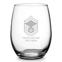 7.62 Design Personalized U.S. Air Force Senior Master Sergeant Rank 21 oz. USAF Stemless Wine Glass - Made In The USA