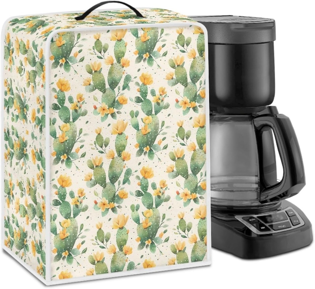 GLENLCWE Cactus Floral Dust Cover for Coffee Maker,Summer Style Coffee Machine Cover Stand Mixer Cover Juicer Maker Protective Cover Washable&Foldable