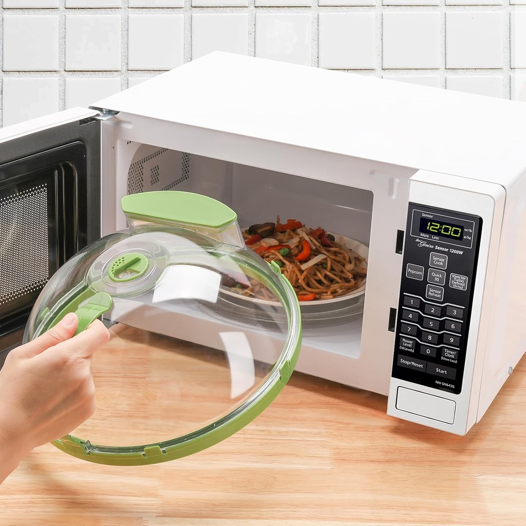 Microwave Plate Cover with Water Steamer & Steam Vents - 10 in Food Cover for Oven, BPA Free