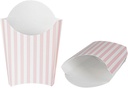 Restaurantware Bio Tek 4.7 x 3.5 x 5.1 Inch French Fry Cup 100 Disposable Snack Cups - Stackable Sustainable Pink And White Paper 4 Ounce Fry Holder For Fries Onion Rings Popcorn or Cookies