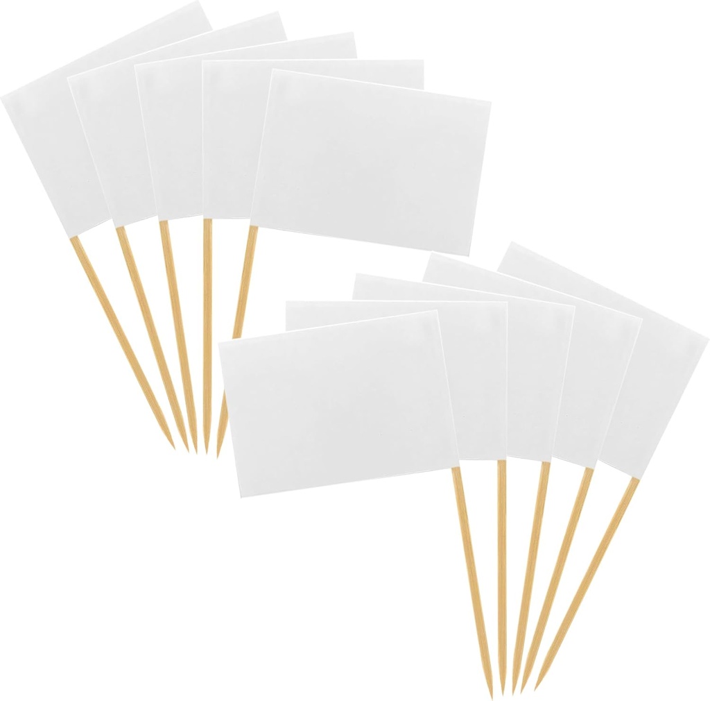 [100 Pack] Blank Toothpick Flags, Cheese Markers for Charcuterie Board Food Label Cupcake Toppers Pick Cocktail Picks for Appetizers, Party Buffet, Cupcake, Food, Fruit, Party Decoration