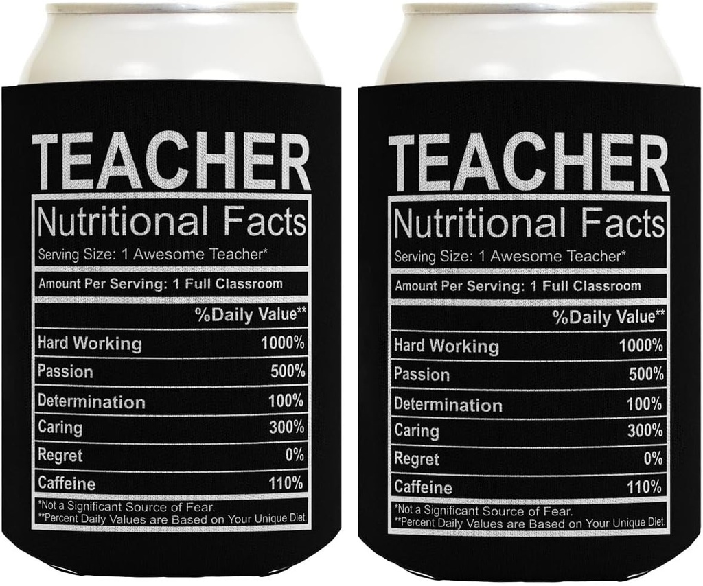 Teacher Gifts For Women Teacher Nutritional Facts Label 2-Pack Can Drink Thermocoolers