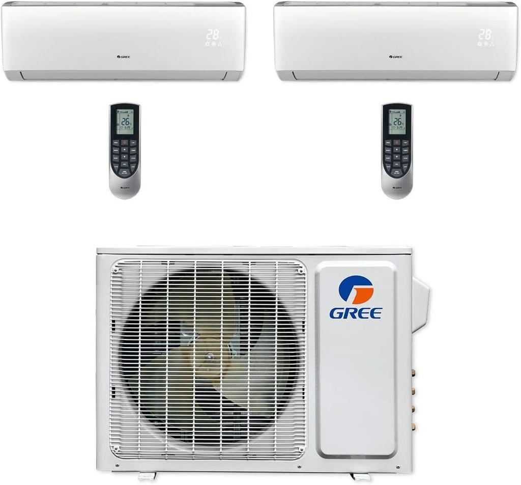 Gree 18,000 BTU Multi21+ Dual-Zone Wall Mount Mini Split Air Conditioner Heat Pump 208/230V SEER 22 (9-9)