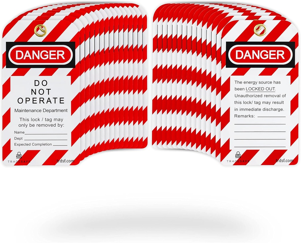 TRADESAFE Lockout Tagout Tags - 30 Danger Do Not Operate Tag with 30 Zip Ties, Premium 32 mil Vinyl, OSHA Compliant Loto Tags for Lock Out Tag Out, Equipment Repair