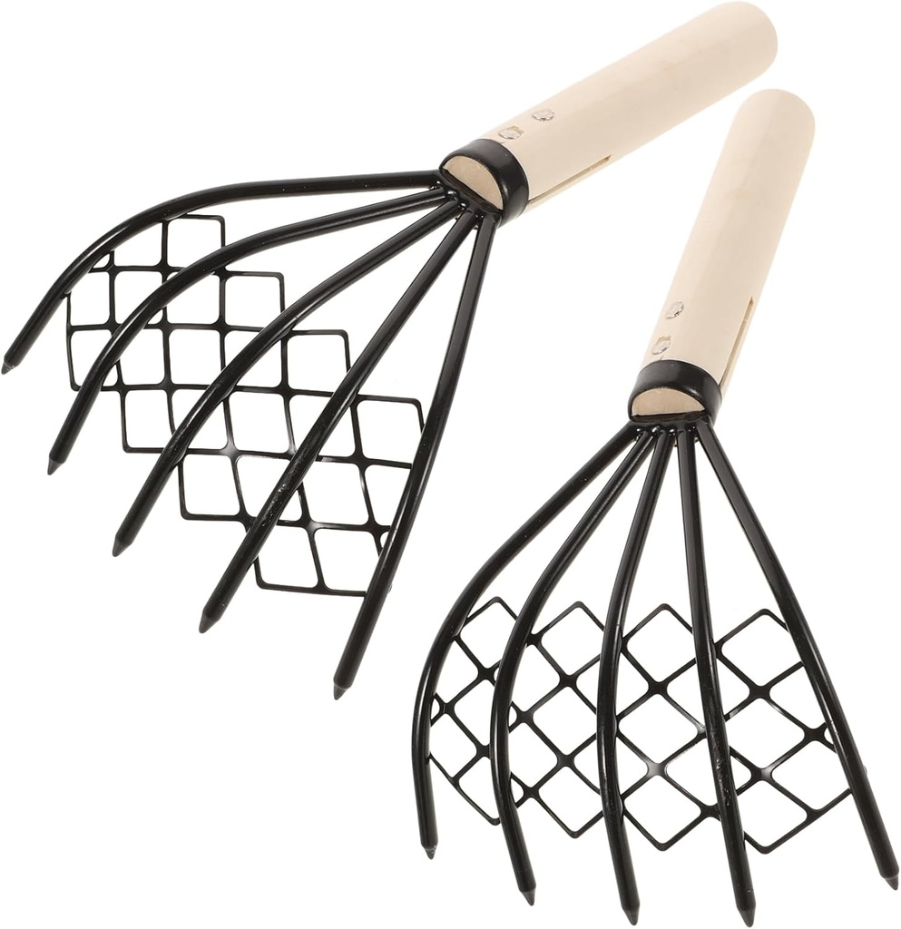 DOITOOL 2 Pcs Clam Rakes,10.2 inch Steel Claws with Mesh Net,Garden Rake,Portable Beach Rake Clamming Equipment for Clam Digging Seafood Shell Digger Tool