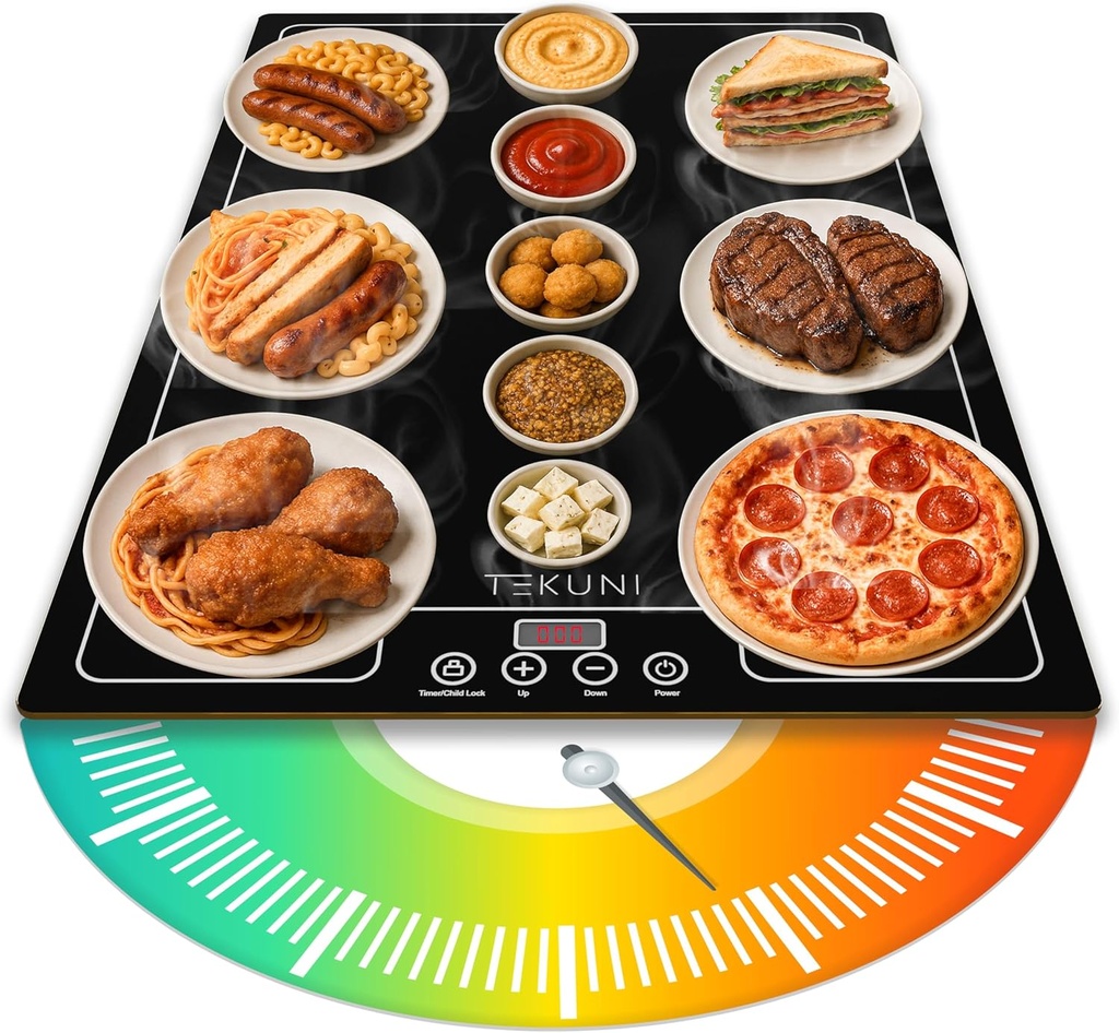 Warming Mat for Food with Bonus Items – Electric Warming Tray with Temp Control Full-Surface Heating, Anti-Scald Design, Anti-Slip Leg, Child Lock & Auto Shut-Off – Food Warming Mat for Party & Buffet