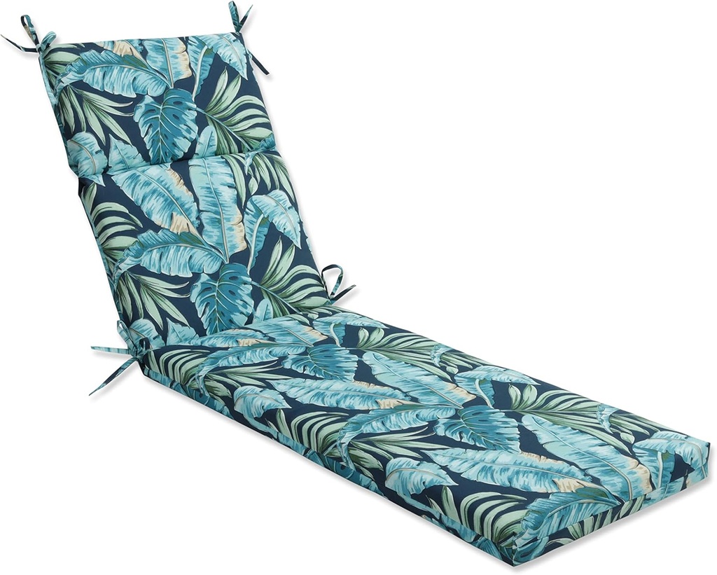 Pillow Perfect Outdoor/Indoor Chaise Lounge, 72.5" x 21", Blue Tortola Midnight