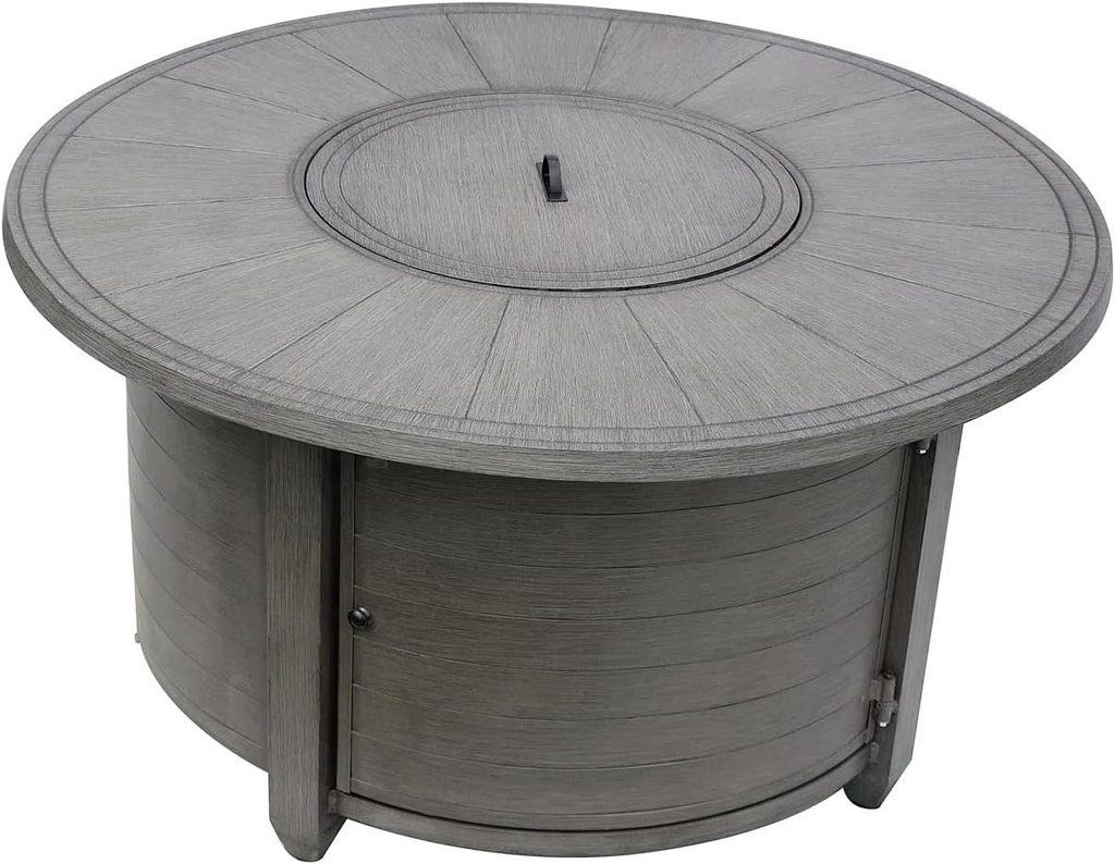Hiland 48'' Propane Aluminum Fire Pit, Brushed Faux Wood Finish, 42,000 BTU, Round