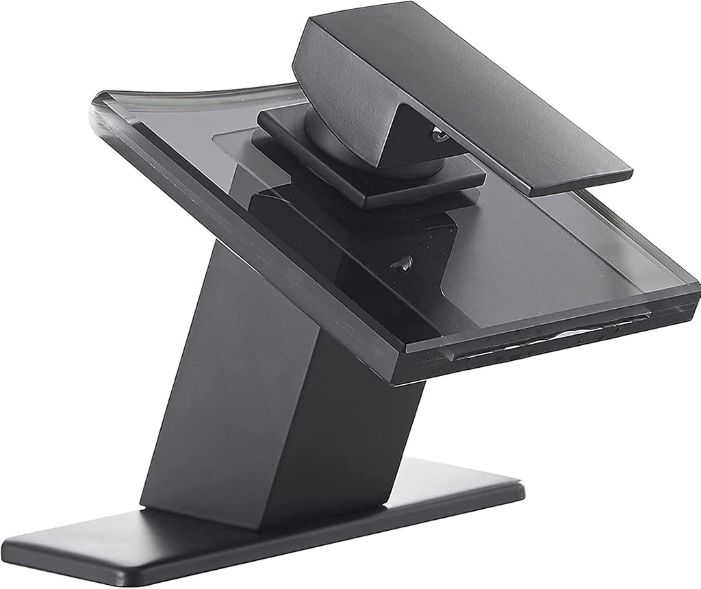 BWE Black Bathroom Faucet,Glass Waterfall Bathroom Faucet One Hole,Single Handle Modern Vanity Sink Faucets, Lavatory Basin Bath Mixer Tap Deck Mounted with Supply Lines