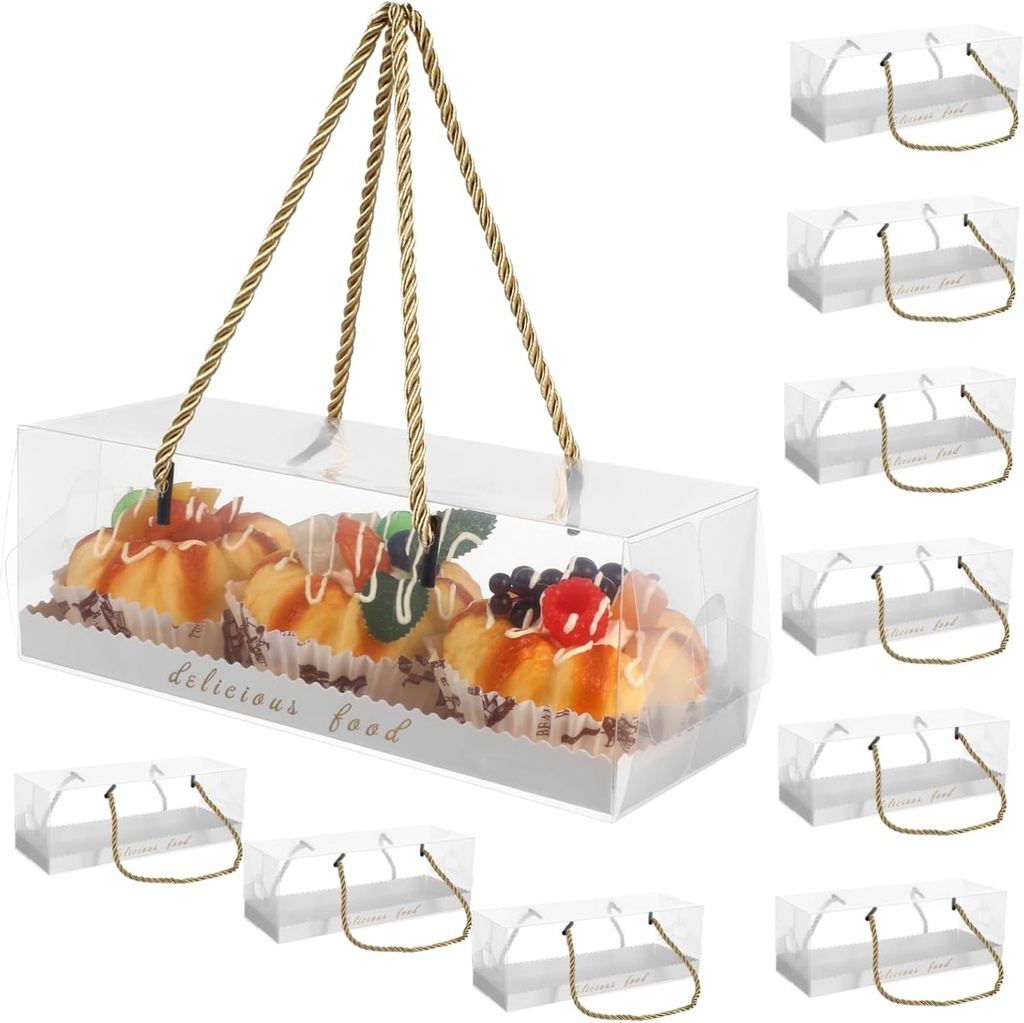 STOBAZA 10pcs Oblong Cake Boxes Individual Cupcake Boxes Food Grade Baking Containers Home