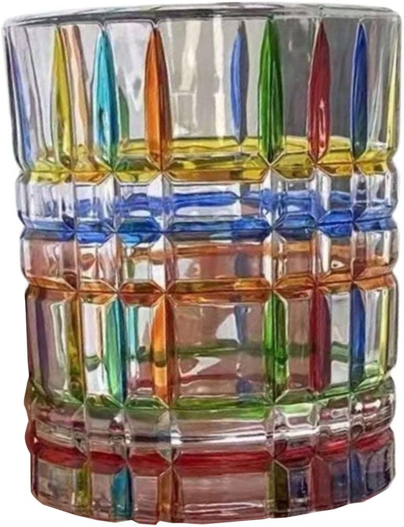 Beer Glass,Personalized Stained Glass Cup, Hand Painted Drinkware Cup for Beer Coffee Drinks Milk Sake Etc,Fashion & Delicate Glass-diamond-300ml(Stripes)