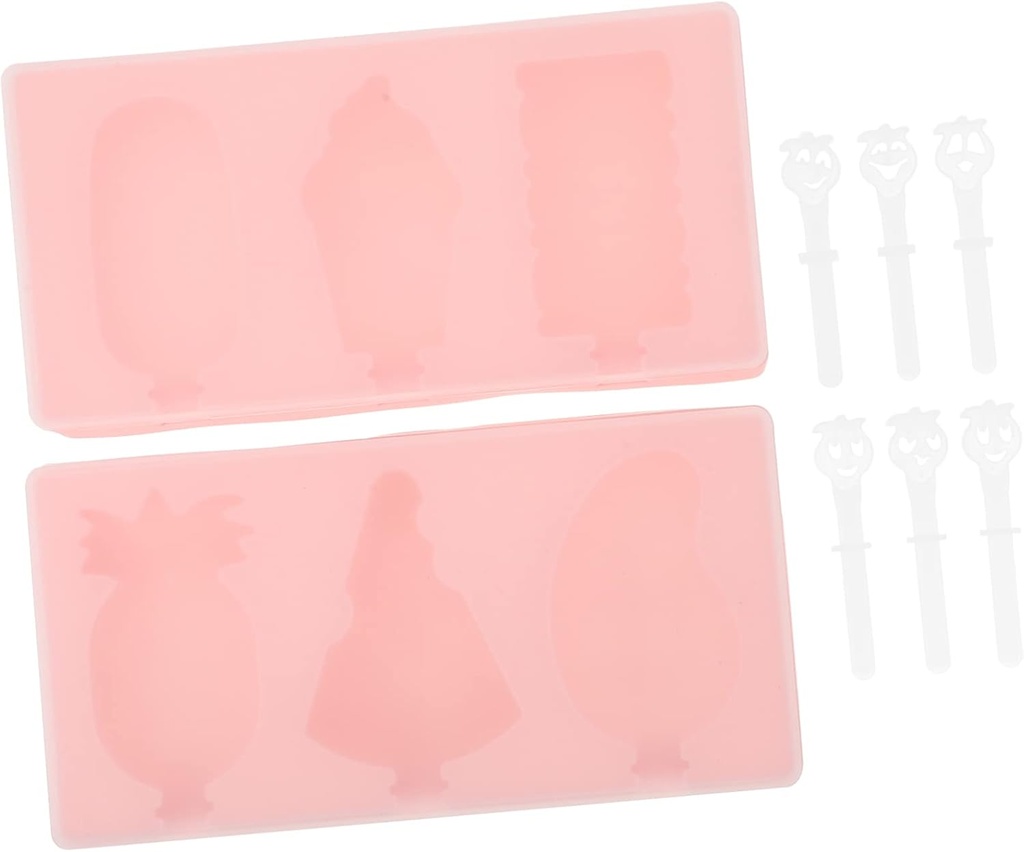 2pcs Diy Popsicle Molds Set Silicone Ice Cream Makers with Covers Easy to Clean Create Unique Treats Pink