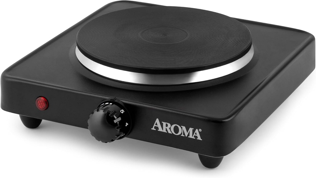 Aroma Housewares AHP-303 Single Burner Hot Plate, Metal, Black