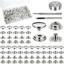 200pcs(50 Sets) 15mm Heavy Duty Stainless Steel Snap Buttons Kit | Marine Grade Rustproof Fasteners with Setting Tool | for Boat Canvas, Leather, Clothing, Tents, Furniture Covers