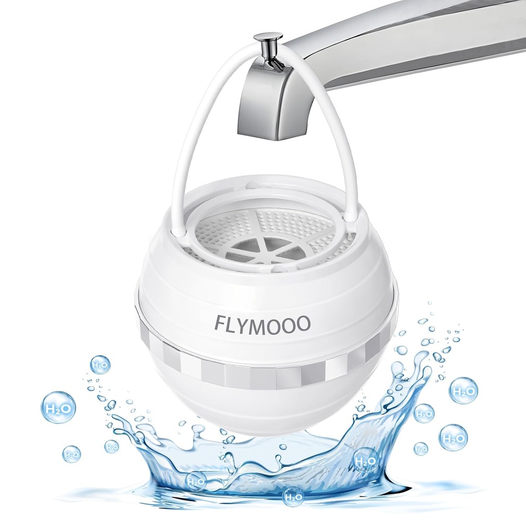 Bath Filter for Tub, Bathtub Faucet Water Filter with 8 Stages & 2,500 Gallons of Filtration to Reduce Contaminants for Softer, Smoother Skin (White)