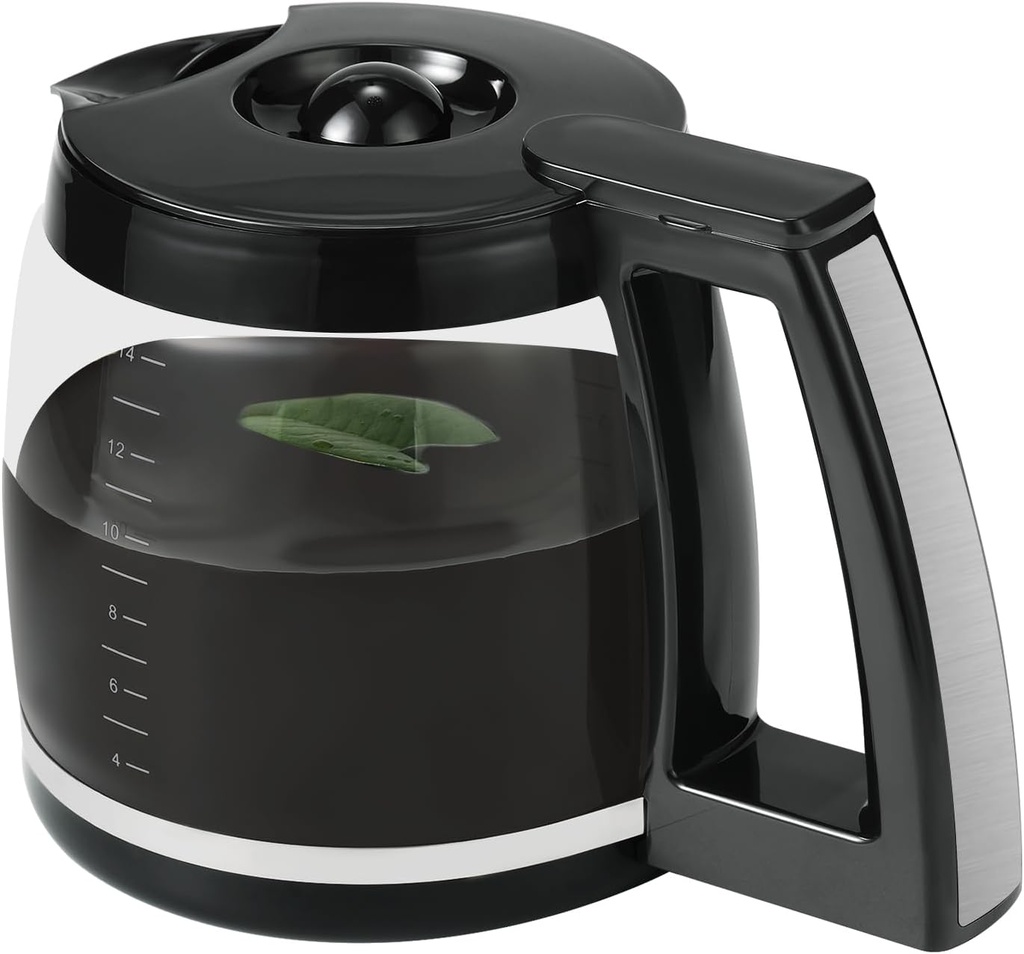 14-Cup Glass Coffee Carafe Replacement Compatible with Cuisinart Models DCC-3200P1, DCC- 3200, DCC-2200RC, Coffee Pot Replacement 14 Cup with Ergonomic Handle and Dripless Spout