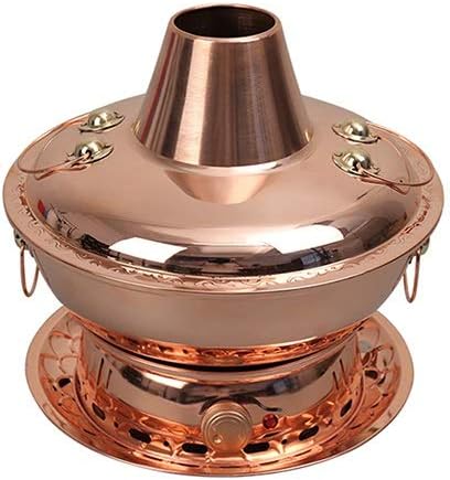 Pure Copper Chinese Hot Pot with Double Heating Base - Mongolian Cattle Hotpot, Split Design, Easy to Clean - Electric Carbon, Thick Material