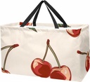 Reusable Grocery Bag Heavy Duty Shopping Tote Bag Foldable with Reinforced Handle, Cute Cherry Seamless Vintage Style