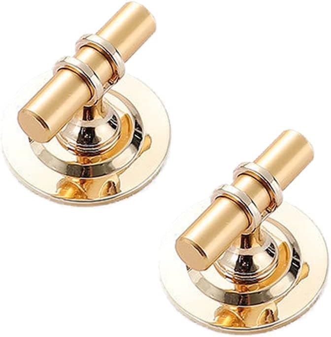 2 Pack Self-Stick Cabinet Handle Knobs Metal Drawer Pull Helper With Adhesive Sliding Door Handle for Refrigerator Window Wardrobe Peel and Stick (Single Hole, Gold)