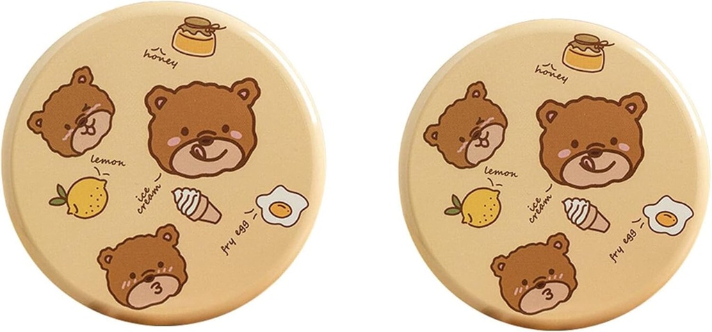 Empty Cookie Tins Candy Jars with Lids Cute Cartoon Bear Round Metal Candy Tin Boxes for Party Gift Giving Candy Biscuit Sugar Treat Chocolate,2 Pack