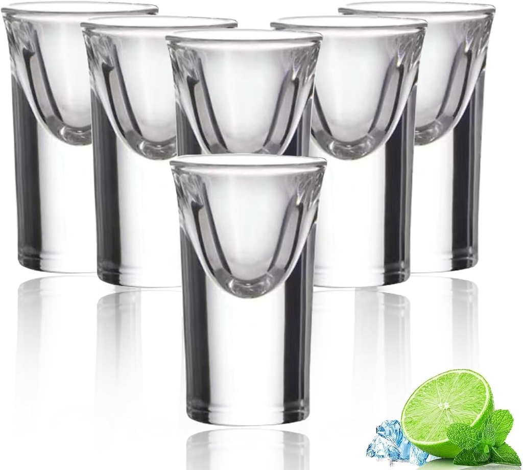 Goldmeet Mini Shot Glass Set, 0.5oz/15ml 6pcs Clear Bullet Cups with Heavy Base, Cute Whiskey Glasses Set Small Glass Cups, Perfect for Party, Bar, Club, Cocktail Favor Housewarming Gift
