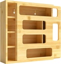 Plastic Bag Organizer for Drawer, Bamboo Food Storage Bags Container, Practical Accessories for Kitchen Organization, Compatible Gallon, Quart, Sandwich Snack, Natural (1 Box 5 Slots)