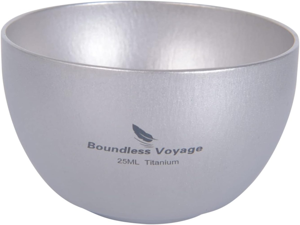 Boundless Voyage 25ML Titanium Wine Tea Cup Double-Wall Sake Whiskey Mug for Outdoor Camping Hiking Picnic A-Ti3202D