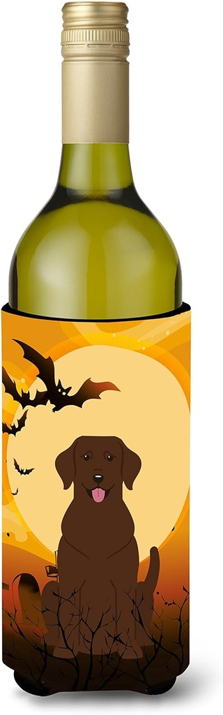 Caroline's Treasures BB4322LITERK Halloween Chocolate Labrador Wine Bottle Hugger Bottle Cooler Sleeve Hugger Machine Washable Collapsible Insulator Beverage Insulated Holder