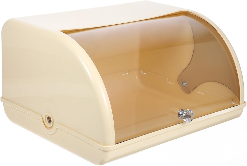 Alipis Plastic Bread Box For Kitchen Countertop: Roll Top Bread Box with Clear Window Bread Keeper Food Container Kitchen Storage Bin Farmhouse Container for Dessert Snacks Cupcake Cake, Yellow