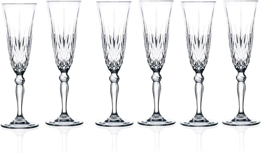 Lorenzo RCR Crystal Melodia Collection Champagne Flutes Glass Set