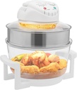 Air Fryer 17.96Qt 1200W Glass Air Fryer Non Toxic 360° Viewable Airy Fryer with Expansion Ring, Adjustable Temp 0℃-250℃(32℉-482℉), 60 Min Timer, Ideal for French Fries, Chicken, White Silver Clear