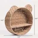 Bear-Shaped Rattan Wall Shelf – Handmade Woven Nursery Bookshelf for Kids Room, Boho Wall-Mounted Storage Organizer for Toys, Books & Décor