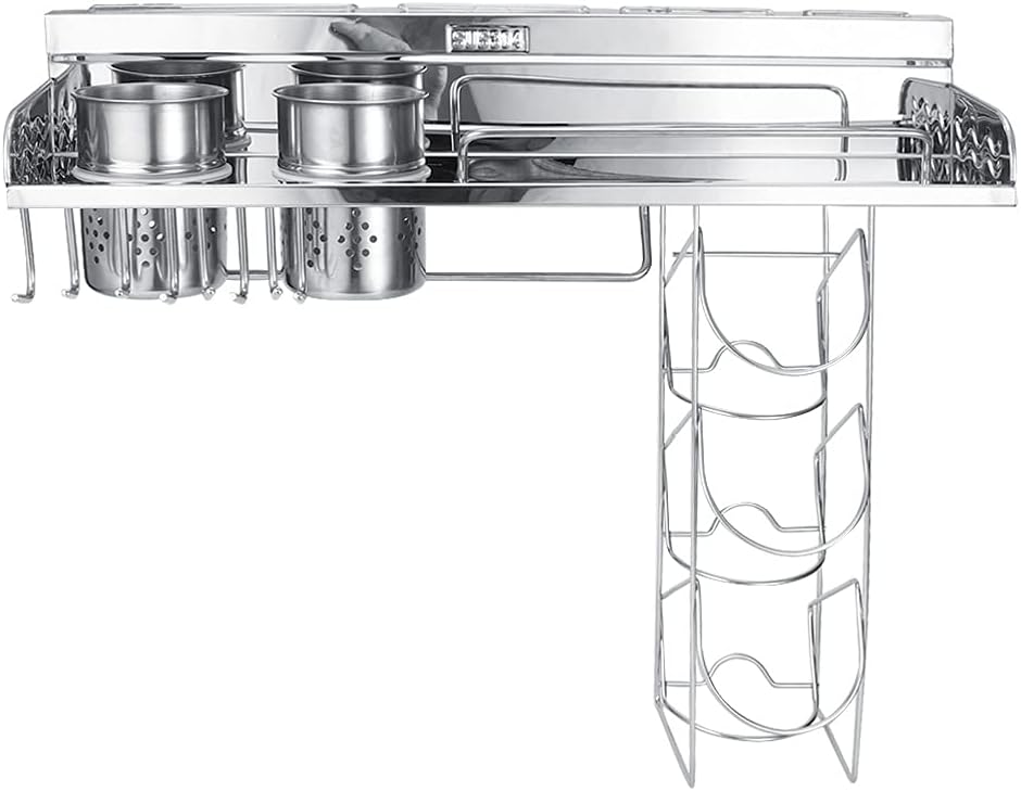 Yosoo 304 Stainless Steel Storage Rack Wall Mounted with Hanging Basket, for Kitchen