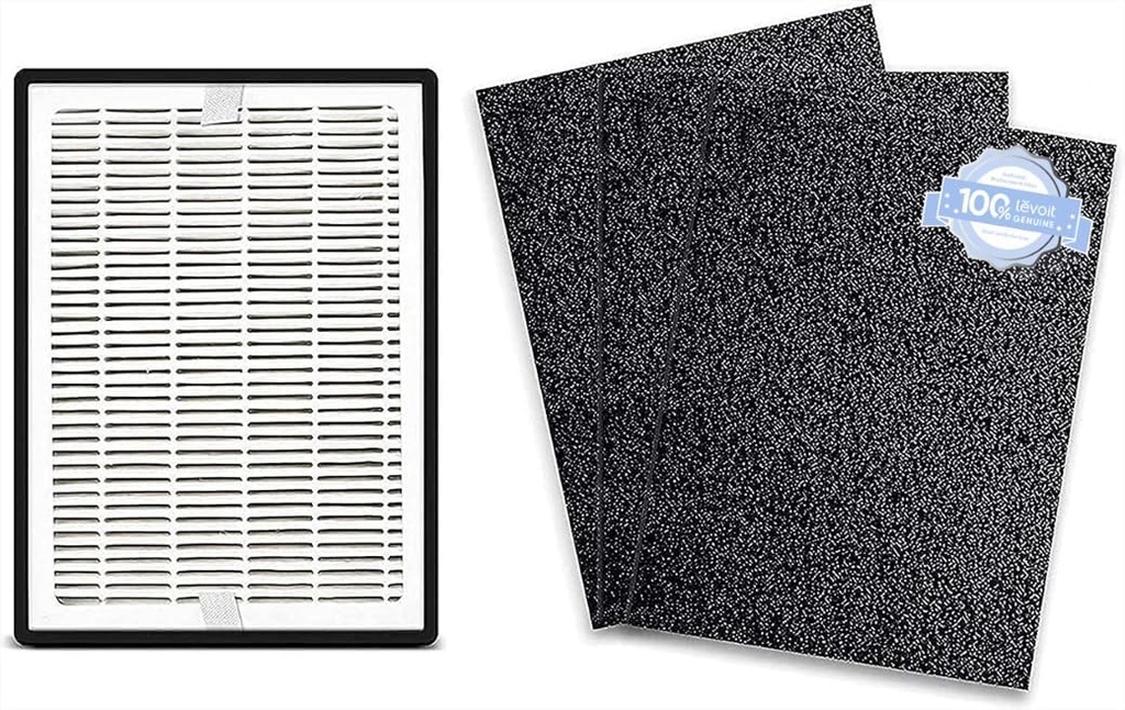 LEVOIT LV-H126 Air Purifier Replacement Filter, Genuine LV-H126-RF Air Filters, 3 Extra Pre-Filters, High-Efficiency Activated Carbon for Removal of Smoke, Odor, Allergens, Pollen, Black