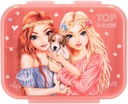 Depesche 12888 TOPModel Velo Fleur Lunch Box in Pink, with Model Motif and Floral Pattern, Lunch Box with 3 Compartments and Transparent Lid, Multicoloured