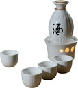 Sake Set, Saki Cups，Crafts Cup Ceramic Sake Set， Sake Set with Heating furnace, Ceramics Japanese Hot Saka Set 6-Piece Including 1Pc Sake Pot, 4 Pcs Sake Cups and 1Base,A (Size : B) (Size : B)